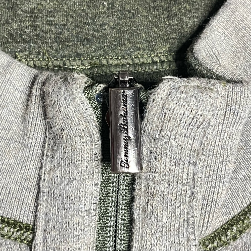 Tommy Bahama Flipsider Full Zip Reversible Sweater Jacket - Size L (Green/Gray) - Picture 2 of 6